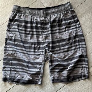 Travis Mathew Gray and Black Striped Athletic Shorts